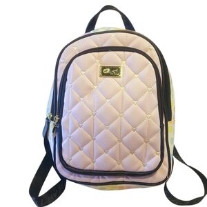 Luv Betsey By Betsey Johnson Backpack NWOT Pink Quilted White Hearts Polka Dots